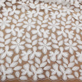 White Floral Embroidered Tulle Fabric - Rex Fabrics