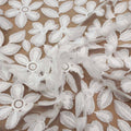 White Floral Embroidered Tulle Fabric - Rex Fabrics
