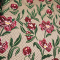 Wine and Green Floral Embroidered Tulle Fabric - Rex Fabrics
