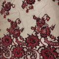 Wine Embroidered Floral Tulle with Beads - Rex Fabrics