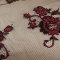 Wine Embroidered Floral Tulle with Beads - Rex Fabrics