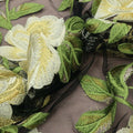 Yellow Floral Embroidered Tulle Fabric - Rex Fabrics