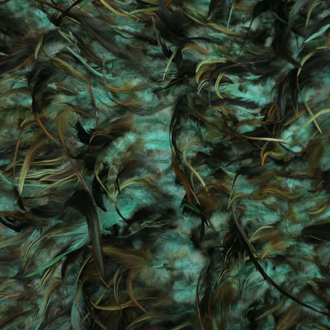 Dark Green Feathered Embroidered Fashion Fabric - Rex Fabrics