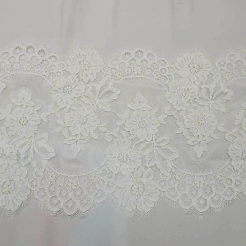 Ivory Corded Floral French Bridal Trim - Rex Fabrics