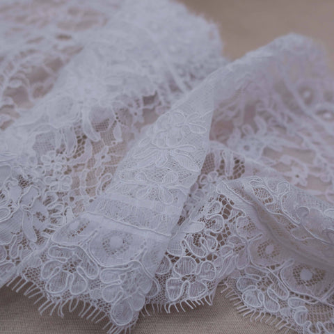 White French Floral Corded Lace Trim - Rex Fabrics