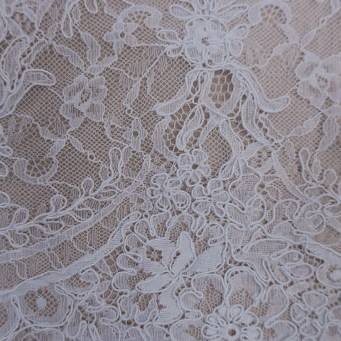 White French Floral Corded Lace Trim - Rex Fabrics
