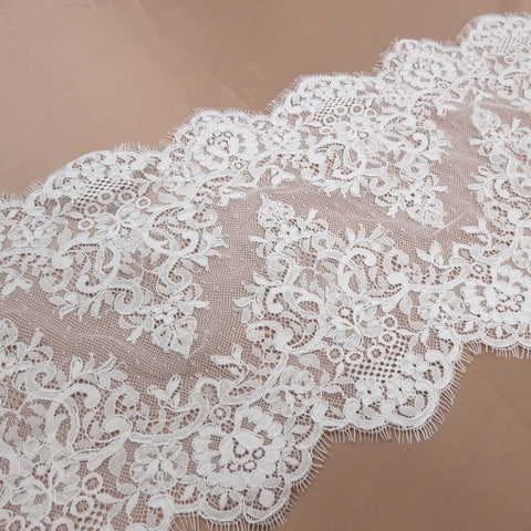 White French Point d'esprit Floral Lace Trim - Rex Fabrics