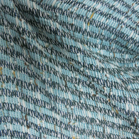Aqua Blue and Navy Accent Tweed/ Boucle - Rex Fabrics
