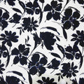 Black and White with Purple Accents Floral Printed Crepe - Rex Fabrics