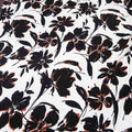 Black and White with Red Accents Floral Printed Crepe - Rex Fabrics