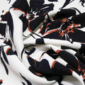 Black and White with Red Accents Floral Printed Crepe - Rex Fabrics
