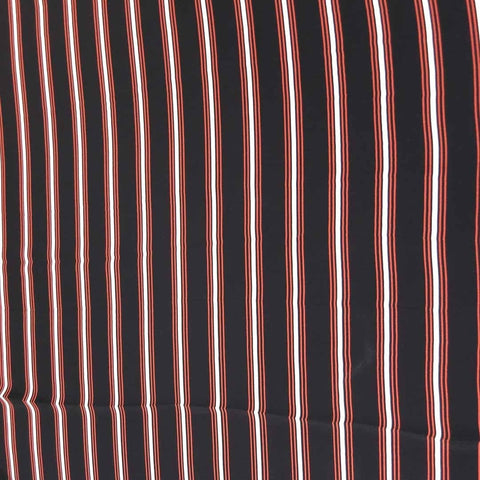 Black with Red and White Striped Printed Crepe - Rex Fabrics