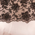 Brown Floral Sequin Beaded Embroidered Tulle Fabric - Rex Fabrics