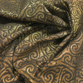 Metallic Gold and Brown Swirled Design Silk Brocade - Rex Fabrics