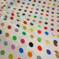 Multicolored Polka Dots on White Silk - Rex Fabrics