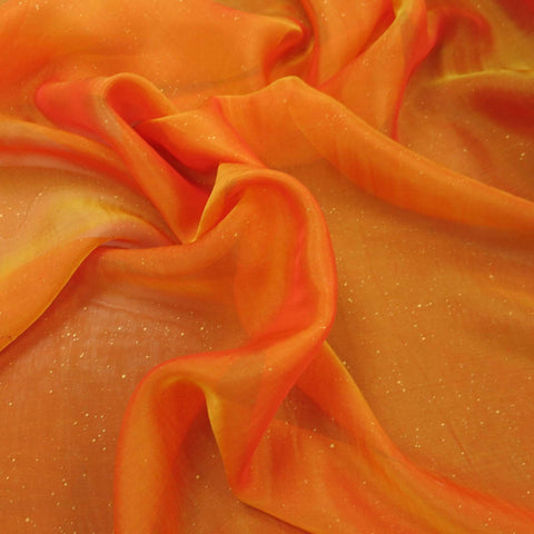 Orange Iridescent Silk Chiffon - Rex Fabrics