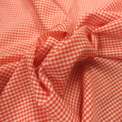 Orange Plaid Cotton Blended Broadcloth - Rex Fabrics