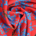 Red and Turquoise Floral Crepe Printed Polyester - Rex Fabrics
