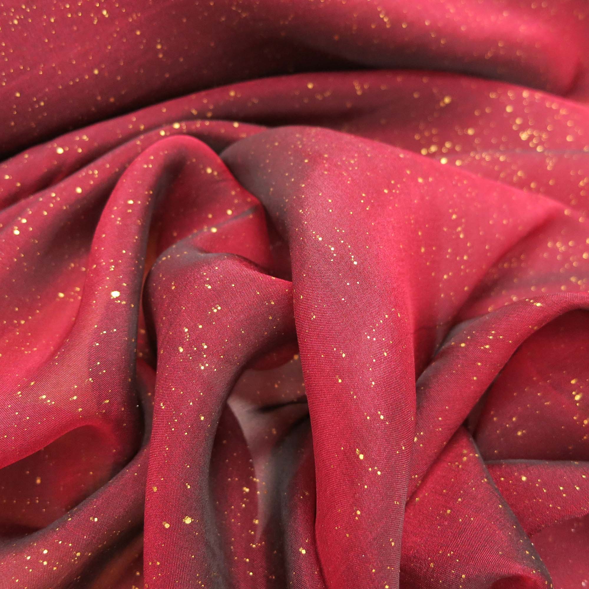 Tomato Red Sequin & Beads on Silk Chiffon JEC-009-6 Fabric