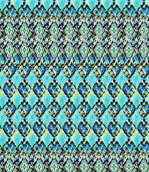 Snake & Ethnic Coral Green Printed Spandex - Rex Fabrics