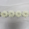 White Beaded Floral Trim - Rex Fabrics