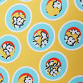 Yellow Background with Aqua Circles Crepe Printed Polyester - Rex Fabrics