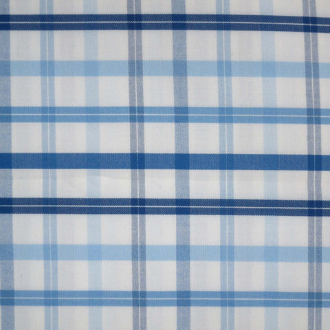 Blue and White Plaid 100% Fine Cotton Fabric - Rex Fabrics