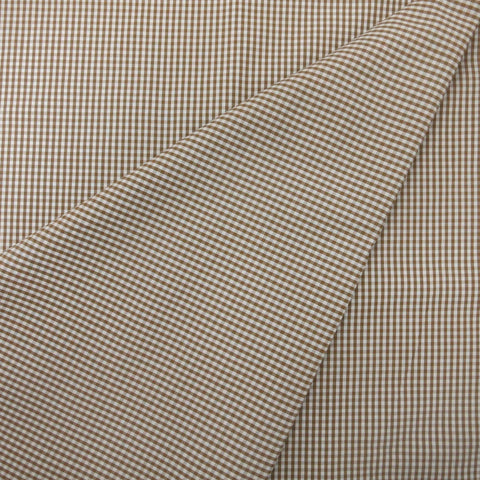 Brown and White Gingham Pattern 100% Fine Cotton Fabric - Rex Fabrics