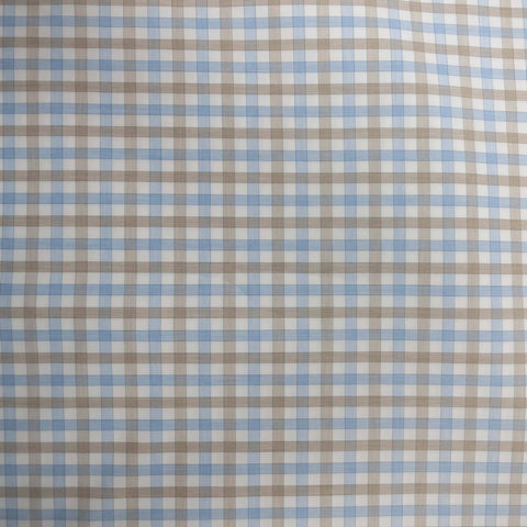 Light Blue, Taupe Plaid 100% Fine Cotton Fabric - Rex Fabrics