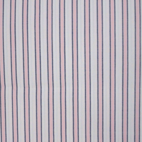 Pink and White Striped 100% Fine Cotton Fabric - Rex Fabrics