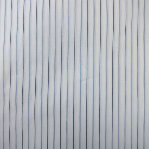 White and Blued Stripe 100% Fine Cotton Fabric - Rex Fabrics