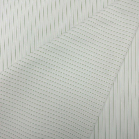 White and Green Pin Stripe 100% Fine Cotton Fabric - Rex Fabrics