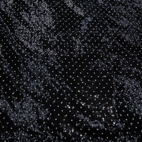 Heavily Embroidered Smokey Black Mini Sequin Fabric - Rex Fabrics