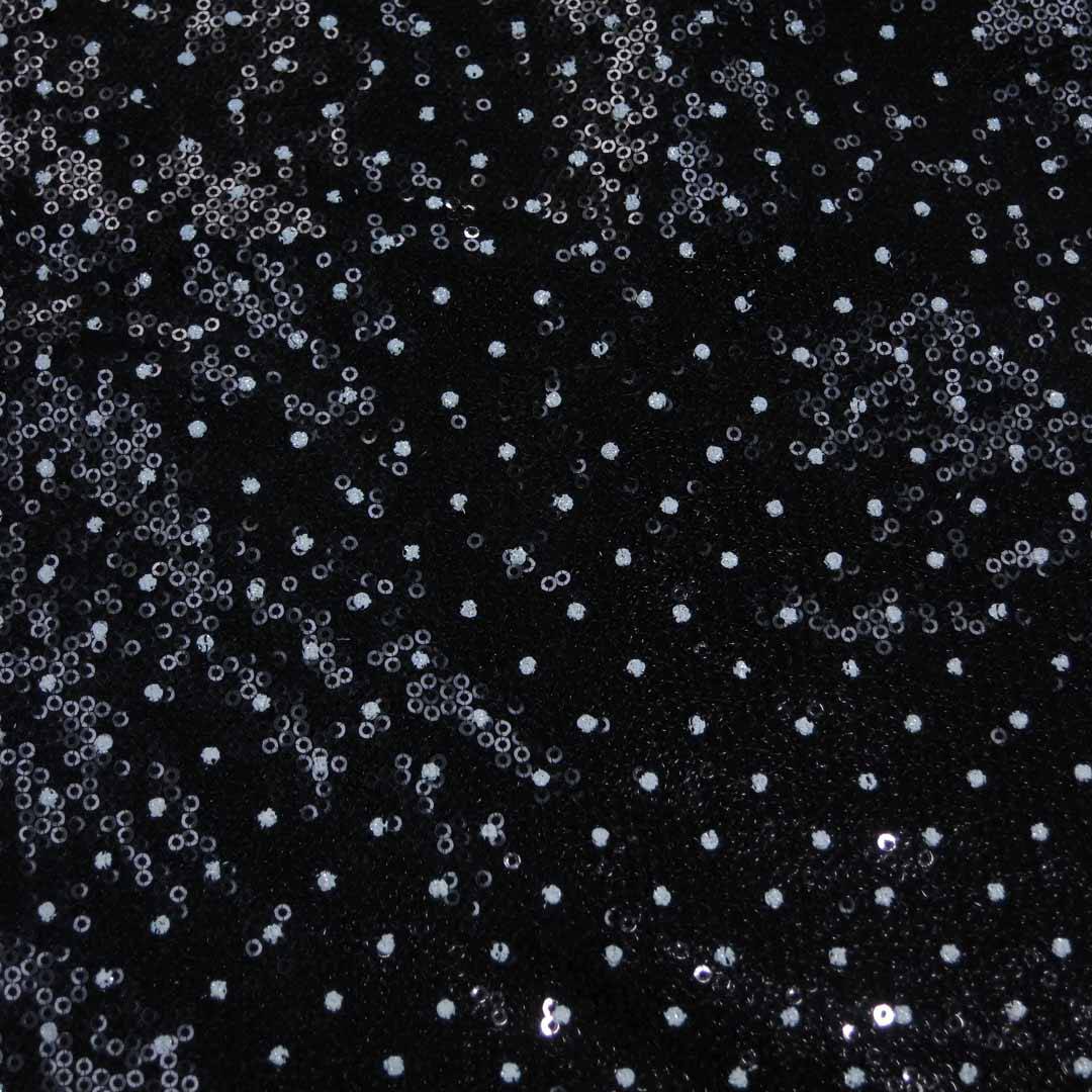 Heavily Embroidered Smokey Black Mini Sequin Fabric | Rex Fabrics