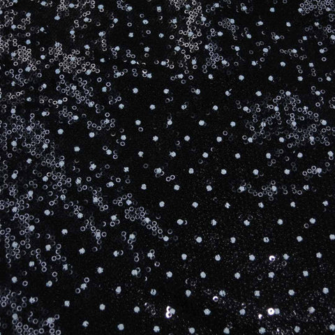 Heavily Embroidered Smokey Black Mini Sequin Fabric - Rex Fabrics