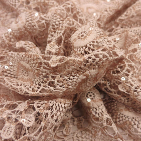 Blush Sequin Embellished Floral Guipure Lace - Rex Fabrics