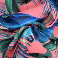 Blue Multicolored Leaves on Pink Printed Polyester - Rex Fabrics