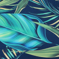 Blue Multicolored Leaves Printed Polyester - Rex Fabrics