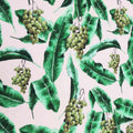 Grape Leaves on White Printed Polyester - Rex Fabrics