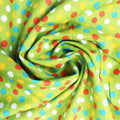 Multicolored Dotted on Green Cotton Blend Fabric - Rex Fabrics