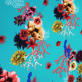 Multicolored Flowers on Lavendar Printed Polyester - Rex Fabrics