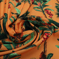 Orange and Green Palm Trees Print Crepe Silk - Rex Fabrics