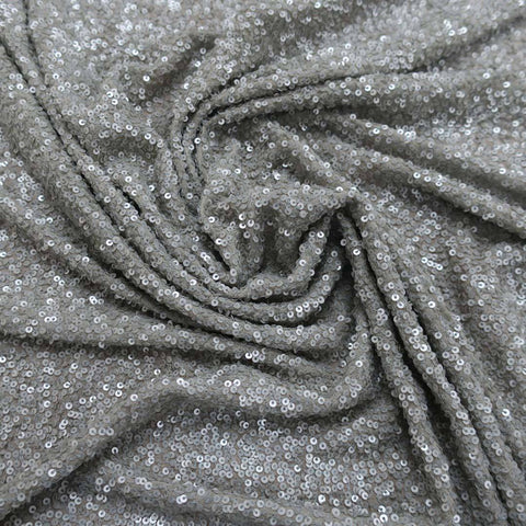 Grey Heavily Sequin Embroidered Fashion Fabric - Rex Fabrics