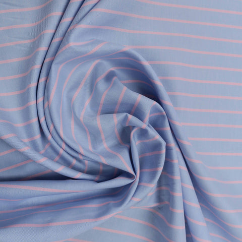 Soktas Cadet Grey and White Striped Finest Cotton Fabric - Rex Fabrics