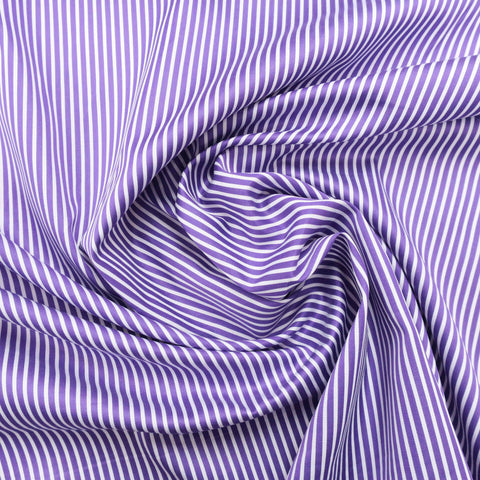 Soktas Royal Purple and White Striped Finest Cotton Fabric - Rex Fabrics