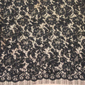 Black Floral Corded Design on Black Tulle Fashion Lace - Rex Fabrics