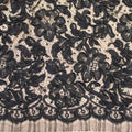 Black Floral Corded Design on Black Tulle Fashion Lace - Rex Fabrics