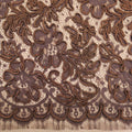 Copper Floral Corded Design on Black Tulle Fashion Lace - Rex Fabrics