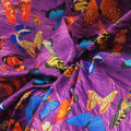 Purple with Multicolored Butterflies Patterned Printed Fabric - Rex Fabrics