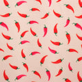 Red Chilis on White Printed Silk - Rex Fabrics